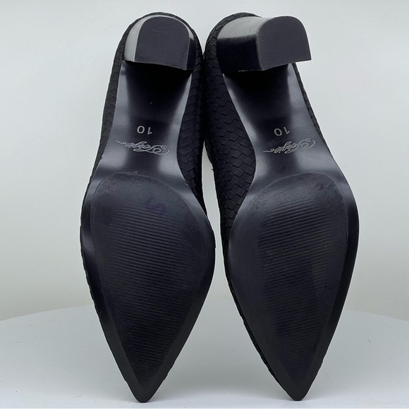 Fergie Taryn Ankle Boot Booties Black Basketweave Geometric Dressy Office Career - Picture 12 of 15